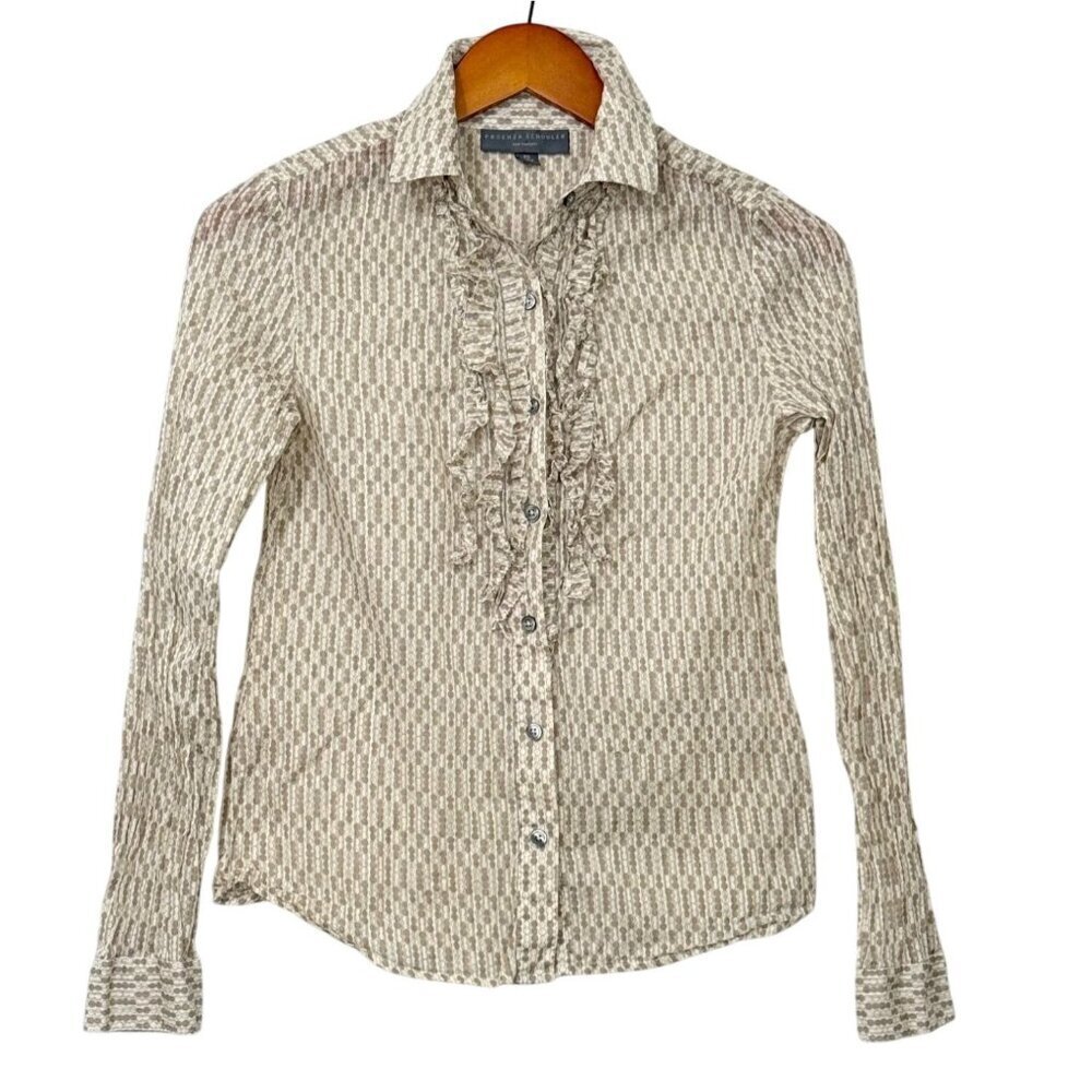 Proenza Schouler for Target Tuxedo Shirt Button Up Tailored Cream Tan Size XS